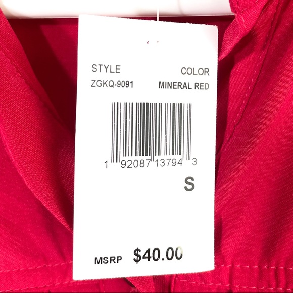 Bebop Red Size Small Shirt Style Adjustable Sleeve Elastic Waist Light Dress NWT - Picture 5 of 10